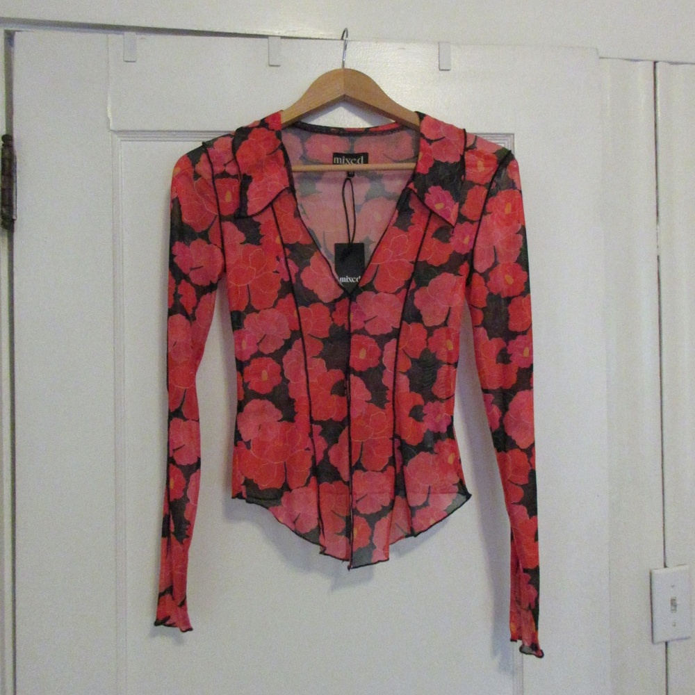 Mixed by Nasrin Ruby mesh top